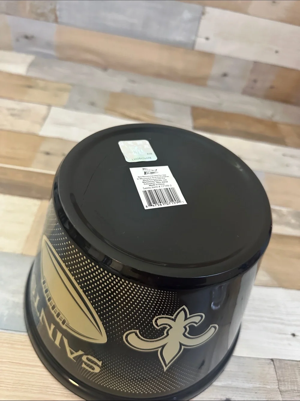 Saints Serving Bowl, Popcorn Bowl Black & Gold Team Logo